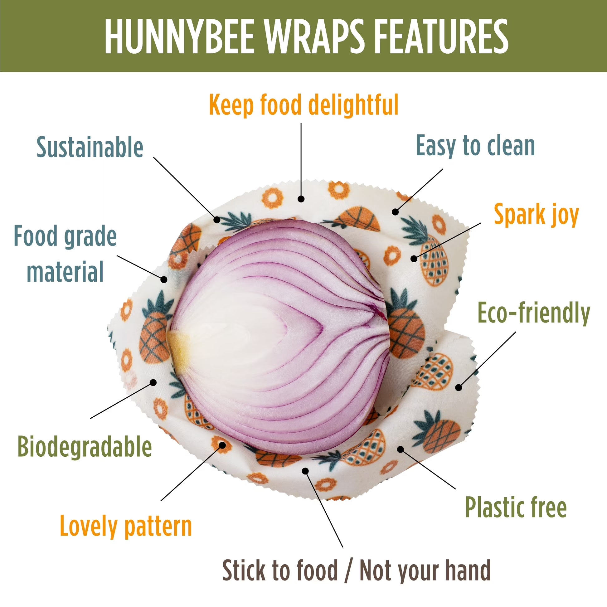 Beeswax Food Wraps - Set of 7, Eco-Friendly and Reusable