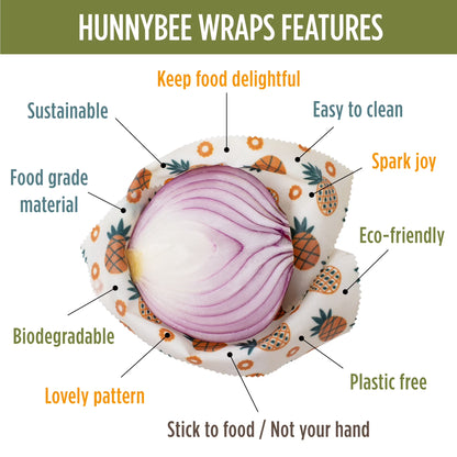 Beeswax Food Wraps - Set of 7, Eco-Friendly and Reusable