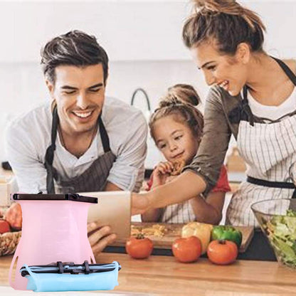 Premium Reusable Silicone Food Storage Bags - Dishwasher and Microwave Safe, Leakproof Design for Liquids, Meats, Vegetables, and Fruits