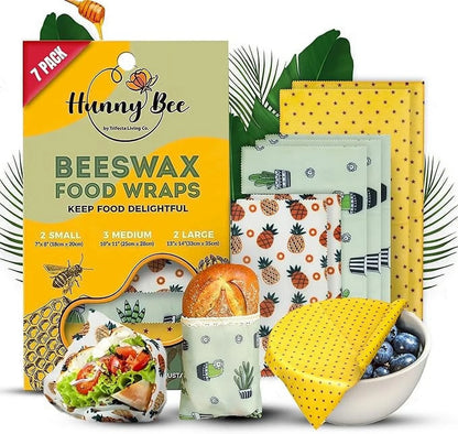 Beeswax Food Wraps - Set of 7, Eco-Friendly and Reusable